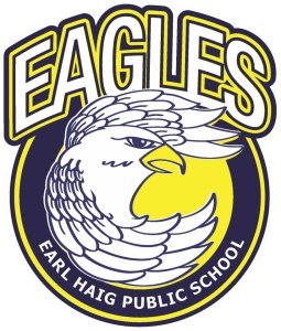 Earl Haig PS logo in blue and yellow